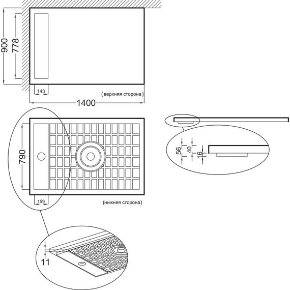 Акриловый поддон Jacob Delafon Flight Neus 140х90 см E66516-00 - фото 4