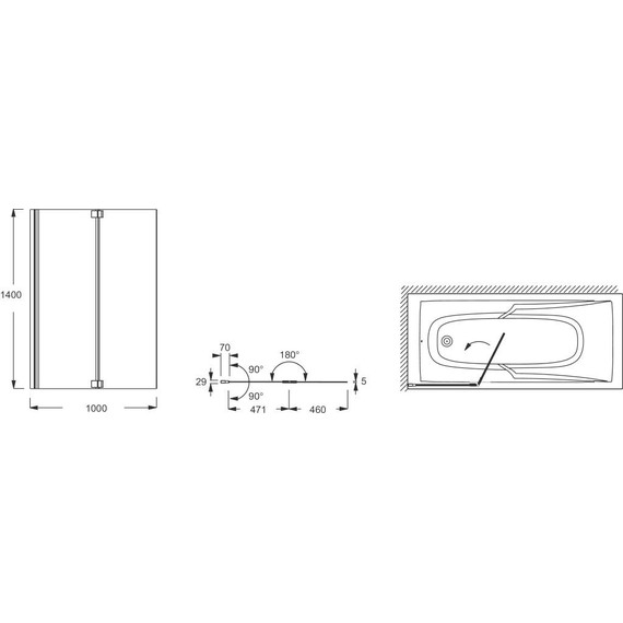 Шторка для ванны Jacob Delafon Adequation 100 см E4931-GA, хром/прозрачное - фото 2