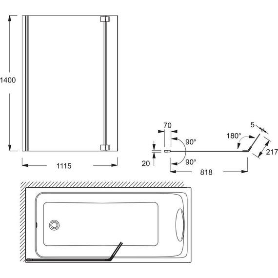 Шторка для ванны Jacob Delafon Bain-Douche Neo 111,5 см E4930-GA, хром/прозрачное - фото 4
