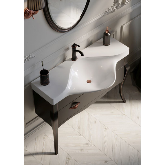 Тумба напольная с раковиной Aqwella Clarberg Borgia 110 см BOR0111BLK, черный матовый/патина медь - фото 4