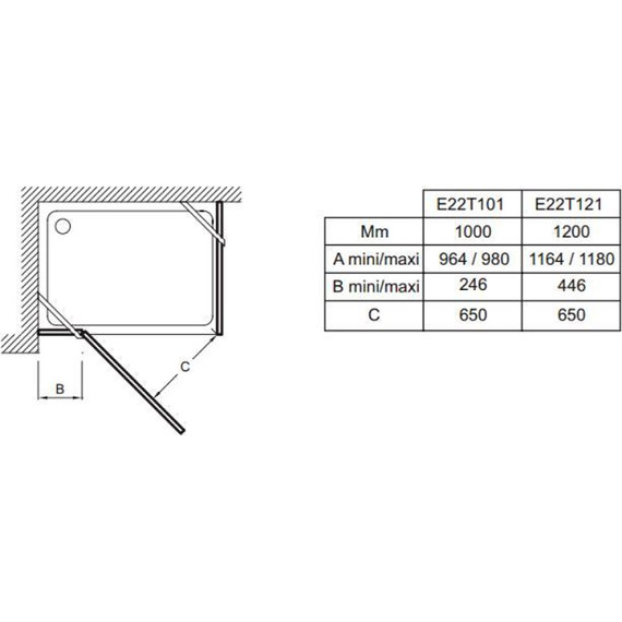 Душевая дверь Jacob Delafon Contra 120 см E22T121-GA, хром/прозрачное - фото 3