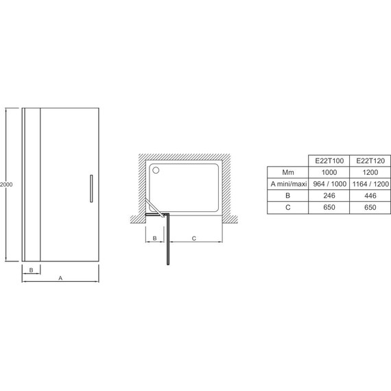 Душевая дверь Jacob Delafon Contra 100 см E22T100-GA, хром/прозрачное - фото 2