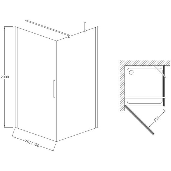 Душевая дверь Jacob Delafon Contra 80 см E22T81-GA, хром/прозрачное - фото 3