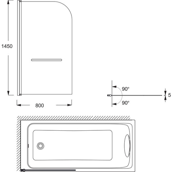 Шторка для ванны Jacob Delafon Odeon Up 80 см E4932-GA, хром/прозрачное - фото 4