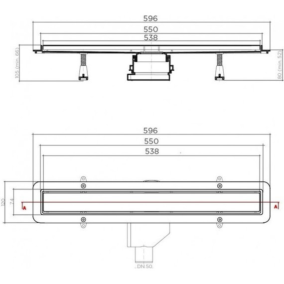 Трап Pestan (BETTOSERB) Betto Net Line 55 см 13702516, матовый хром (под плитку), Цвет производителя: хром матовый, Размер трапа: 550 - фото 6