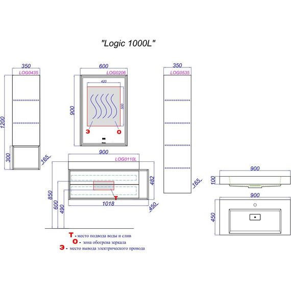 Тумба подвесная с раковиной Aqwella Clarberg Logic 100 см LOG0110L - фото 7