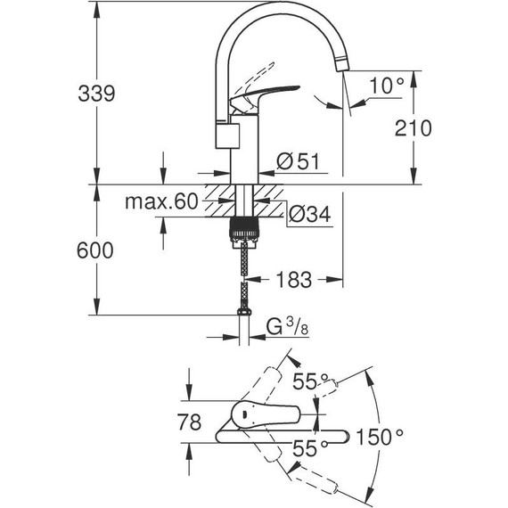 Смеситель для кухни Grohe Eurosmart 33202003 - фото 8