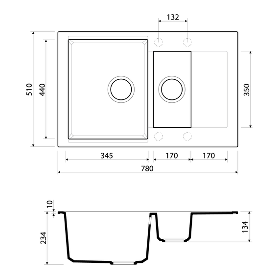 Кухонная мойка Omoikiri Daisen 78-2-BL 4993334, чёрный, Цвет производителя: чёрный - фото 3