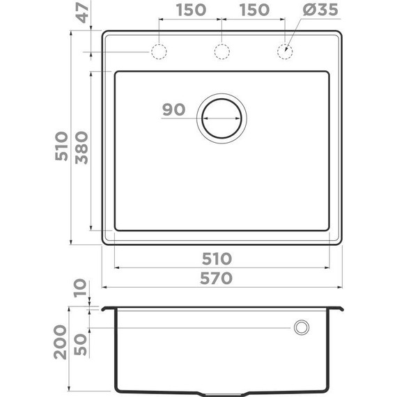 Кухонная мойка Omoikiri Tedori 57-BL 4993980, чёрный, Цвет производителя: чёрный - фото 2