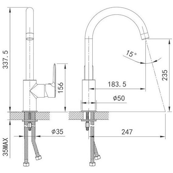 Смеситель для кухни Iddis Cuba CU1BNJ0i05, сатин - фото 4