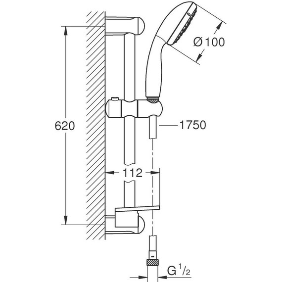Душевой гарнитур Grohe New Tempesta Classic 620 мм 28593002 - фото 2