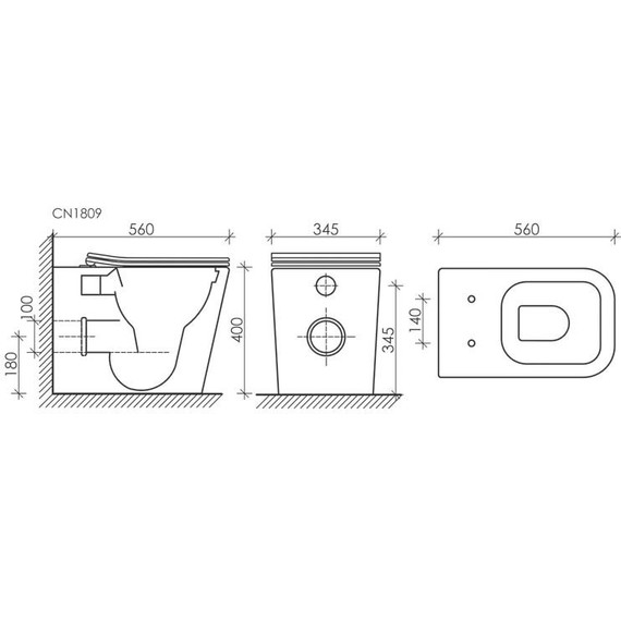 Унитаз приставной безободковый Ceramicanova Cubic Rimless CN1809 с тонкой крышкой микролифт - фото 7
