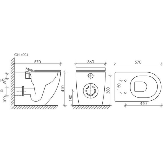 Унитаз приставной безободковый Ceramicanova Metropol Rimless CN4004 с тонкой крышкой микролифт - фото 14