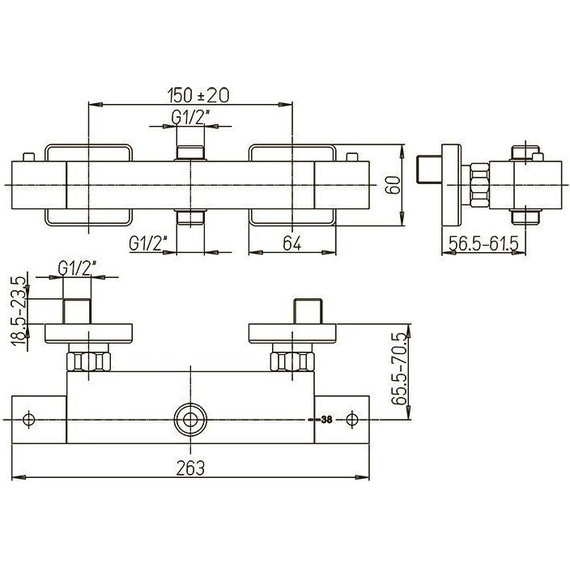 Смеситель для душа с термостатом Paini Dax-R 84CR504TH, хром - фото 3