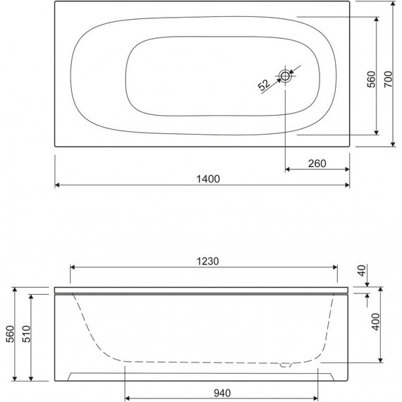 Ванна акриловая Cezares Eco 140x70 см ECO-140-70-40, Размер - мм: 1400х700 - фото 6