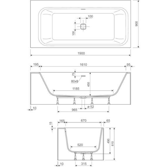Ванна отдельностоящая Cezares Titan Vario 190х90 см - фото 4