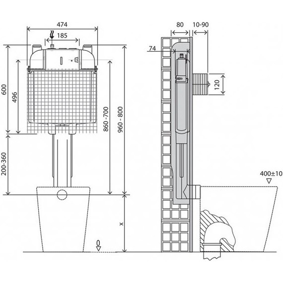 Смывной бачок скрытого монтажа для приставных унитазов BelBagno BB025-CS - фото 8