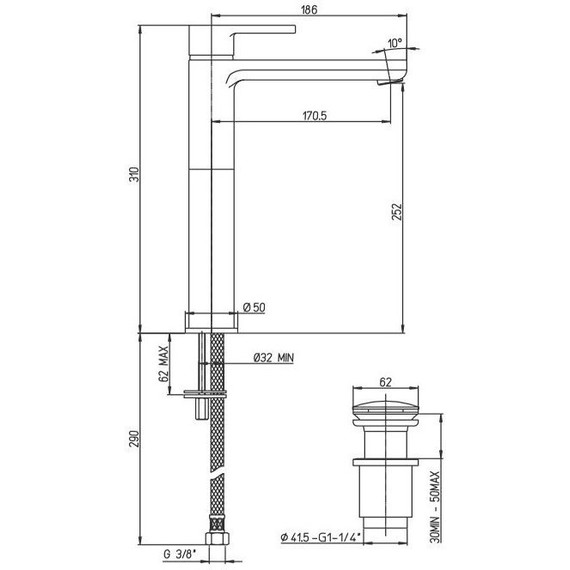 Смеситель для раковины высокий Paini Arena 92CR211LLBLFTSSRKM, хром - фото 5