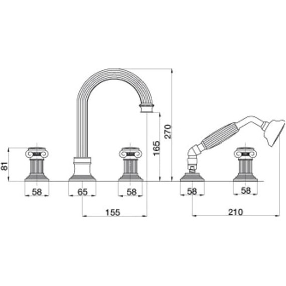 Смеситель для ванны Cezares OLIMP-BVD-02-O, бронза, Цвет производителя: бронза - фото 2