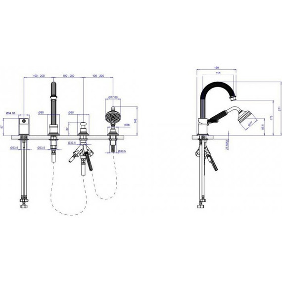 Смеситель для ванны Cezares OLIMP-BVDM-03/24-L, золото, Цвет производителя: золото - фото 2