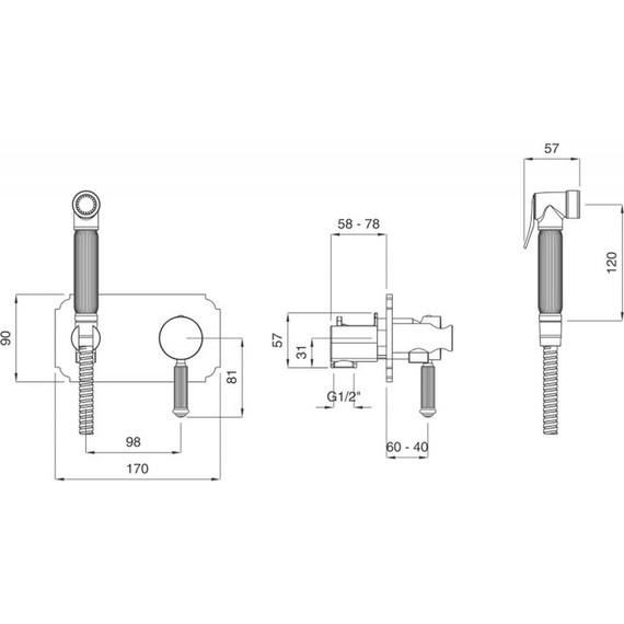 Набор для гигиенического душа Cezares OLIMP-DIF-02-L, бронза, Цвет производителя: бронза - фото 2