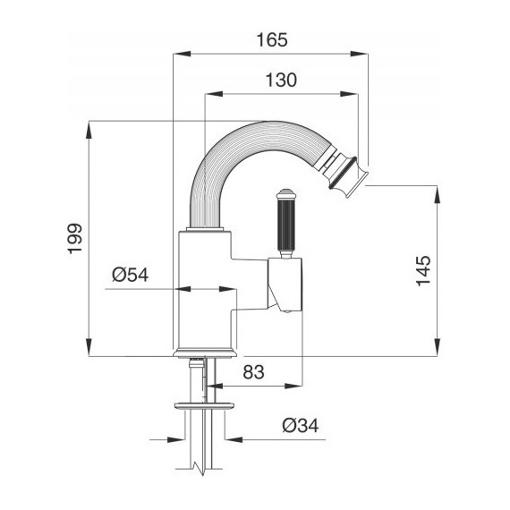Смеситель для биде Cezares APHRODITE-BS2-03/24-Bi, золото, Цвет производителя: золото - фото 2