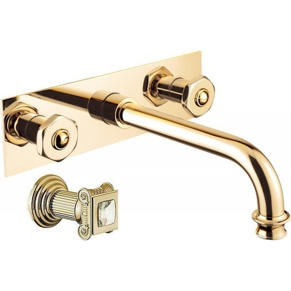 Смеситель для раковины настенный Cezares APHRODITE-BLS2-03/24-Sw, золото - фото 