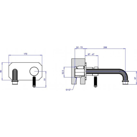 Смеситель для раковины настенный Cezares APHRODITE-BLSM2-01-Bi, Цвет производителя: хром - фото 2