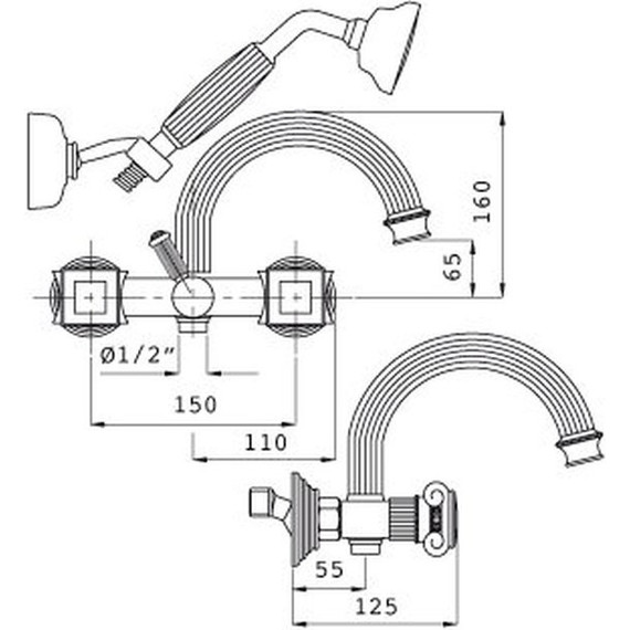 Смеситель для ванны Cezares APHRODITE-V-03/24-S1, золото, Цвет производителя: золото - фото 2