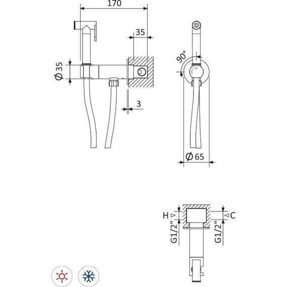 Набор для гигиенического душа Cezares LEAF-DIF-01 (с прогрессивным картриджем​), Цвет производителя: хром - фото 2