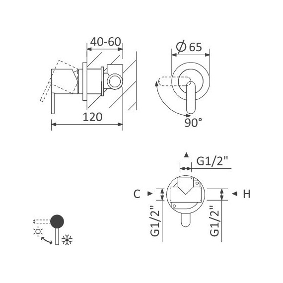 Смеситель для душа Cezares LEAF-DIM-BIO, белый матовый, Цвет производителя: белый матовый - фото 2