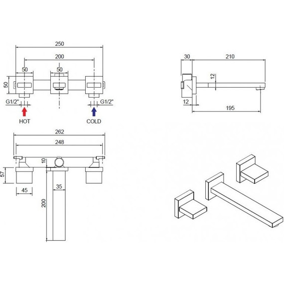 Смеситель для раковины настенный Cezares UNIKA-BLI3-01, Цвет производителя: хром - фото 2