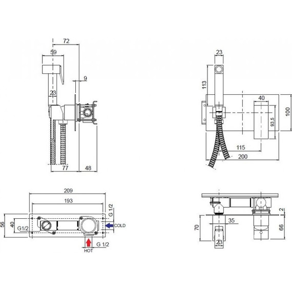 Набор для гигиенического душа Cezares UNIKA-DIF-01, Цвет производителя: хром - фото 2