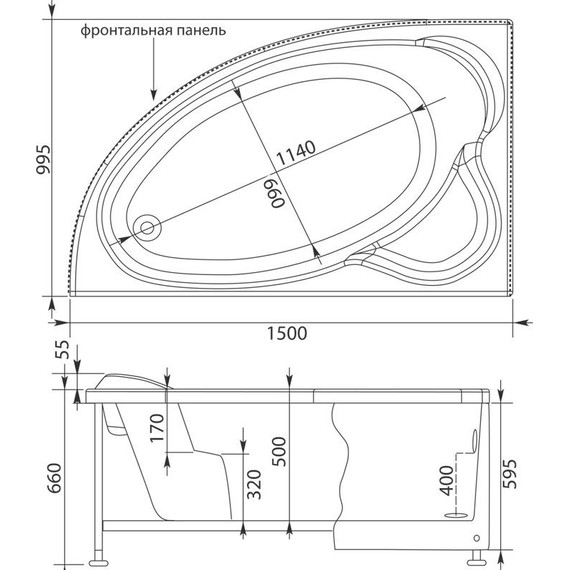 Ванна акриловая Aquanet Mayorca 150x100 см 204008 L - фото 16