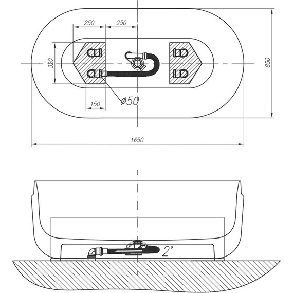 Ванна отдельностоящая Kolpa-San Boul FS 165x85 см, белый/бежевый - фото 3