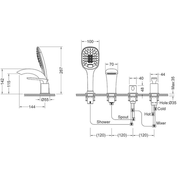 Смеситель для ванны Timo Helmi 4020/03Y, черный матовый - фото 2