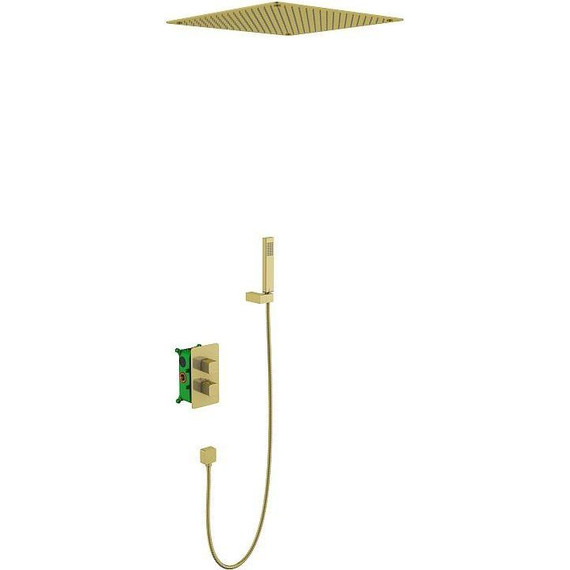 Душевая система для душа с термостатом Timo Petruma SX-5029/17SM, золото матовое - фото 