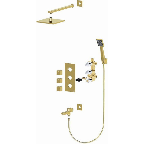 Душевая система для ванны с термостатом Timo Tetra-Thermo SX-0199/17SM, золото матовое - фото 4