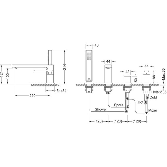 Смеситель для ванны Timo Torne 4330/17Y, золото матовое - фото 2