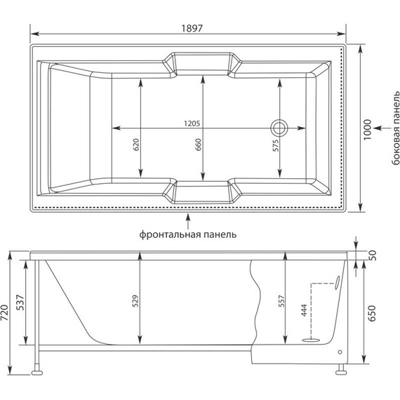 Ванна акриловая Aquanet Vega 190х100 см 204046 - фото 13