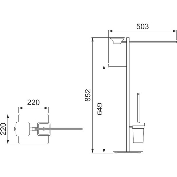Стойка с держателем и ёршиком Timo Selene 17085/17, цвет золото матовое - фото 2
