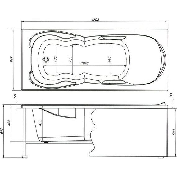 Ванна акриловая Aquanet Viola 180х75 см 242744, Размер - мм: 1800х750 - фото 12