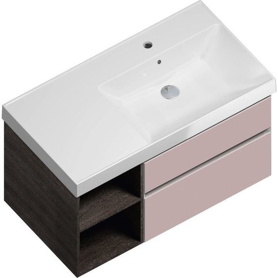 Тумба подвесная с раковиной Kerama Marazzi Cubo 90 см CU.90Rh\MAL, мальва/метц - фото 