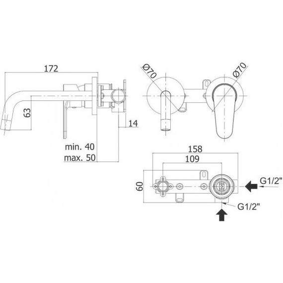 Смеситель для раковины настенный Paffoni Green GR101CR70 - фото 2