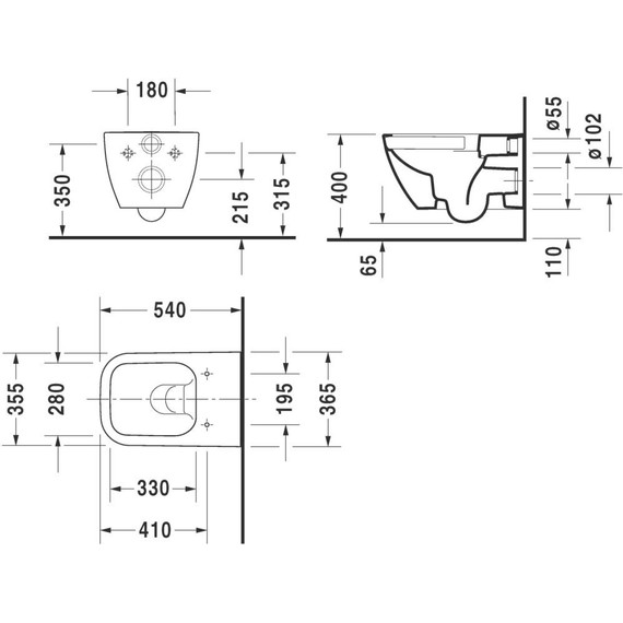 Унитаз подвесной Duravit Happy D.2 Rimless 2222098900, антрацит матовый - фото 3