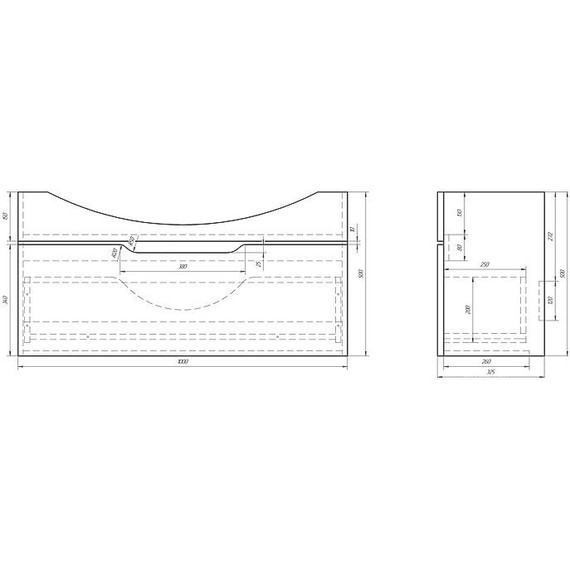 Тумба подвесная с раковиной Dreja Laguna 105 см 99.0104, белый глянец (раковина Лагуна) - фото 10