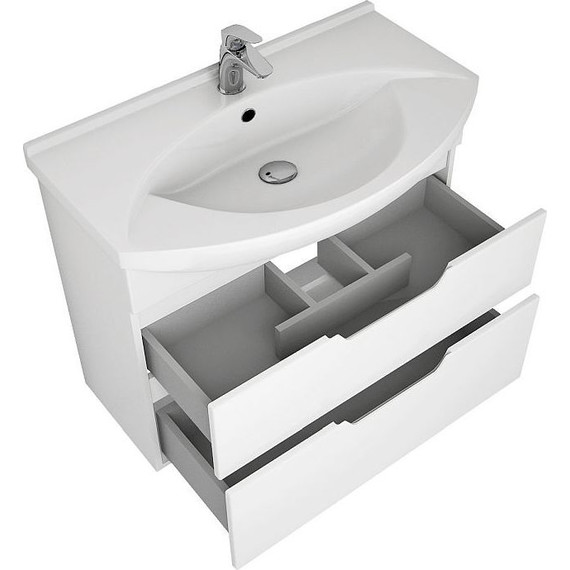 Тумба напольная с раковиной Dreja Laguna Plus 85 см 99.0107, белый глянец - фото 11