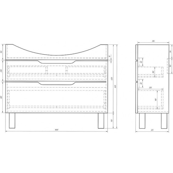 Тумба напольная с раковиной Dreja Laguna Plus 105 см 99.0108, белый глянец (раковина Лагуна) - фото 16
