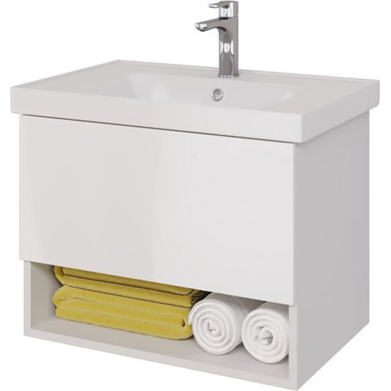 Тумба подвесная с раковиной Dreja Perfecto 70 см 99.0807, белый глянец - фото 4