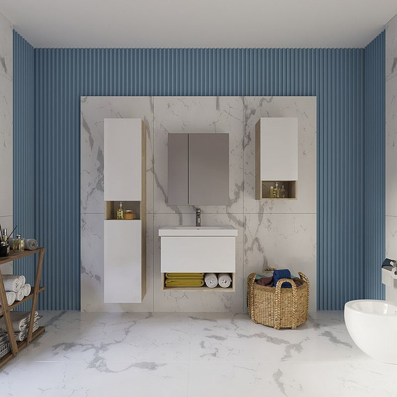 Пенал подвесной Dreja Perfecto 35 см 99.0814, дуб эврика/белый глянец - фото 7